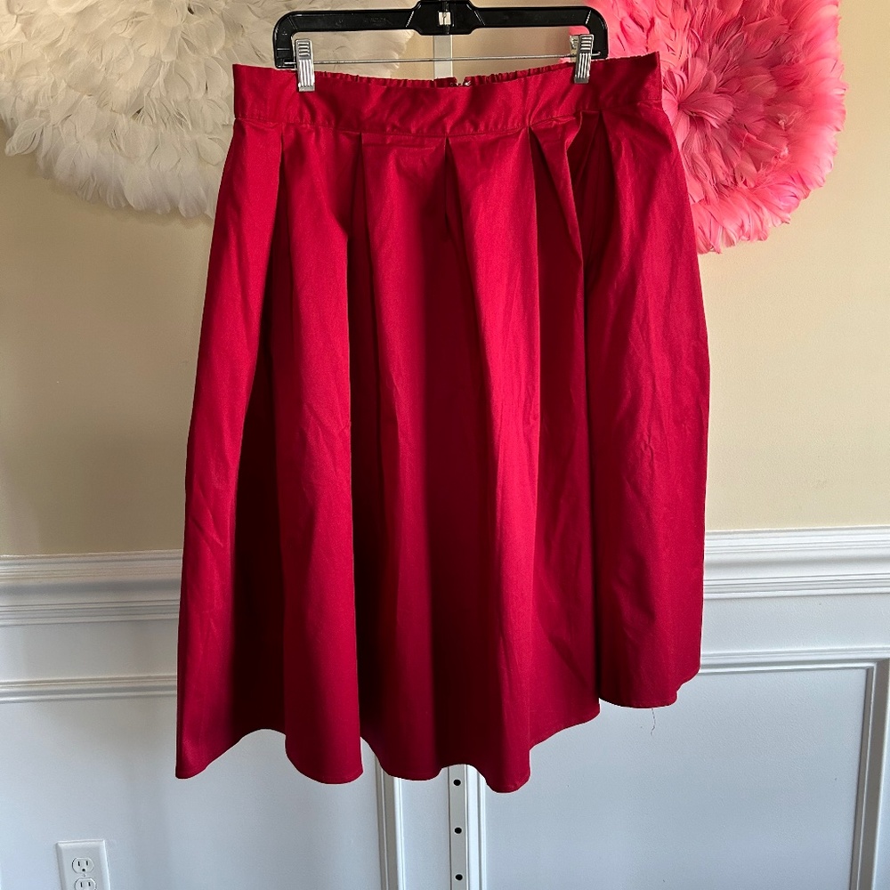 Eloquii Vibrant Red Midi Skirt